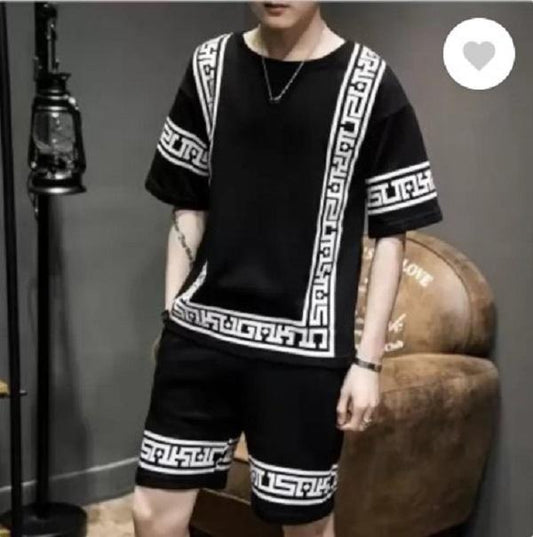 Men's Printed Dri Fit T-Shirt & Shorts Track Suit- 2 Pcs Set