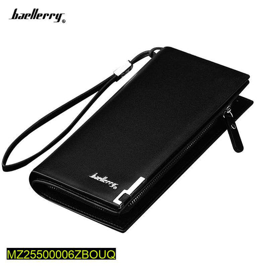 Men's Leather Plain Bifold Long Wallet